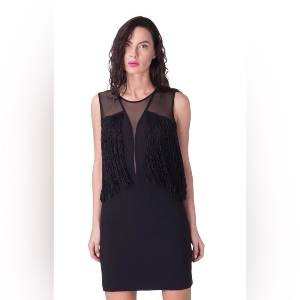 Sandro Black Fringe Sleeveless Dress
